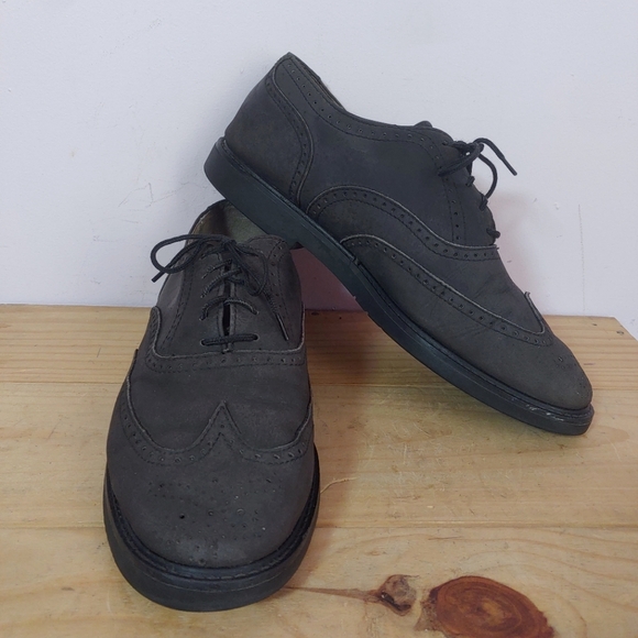 Vintage Roots Grey Leather Wingtip Derby Shoes Men's Size 10 US - Picture 7 of 16